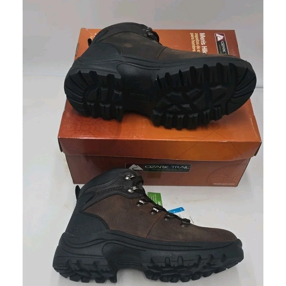 Ozark Trail Bandy  Men's Hiking Boots 7.5 Dark Brown Leather Waterproof